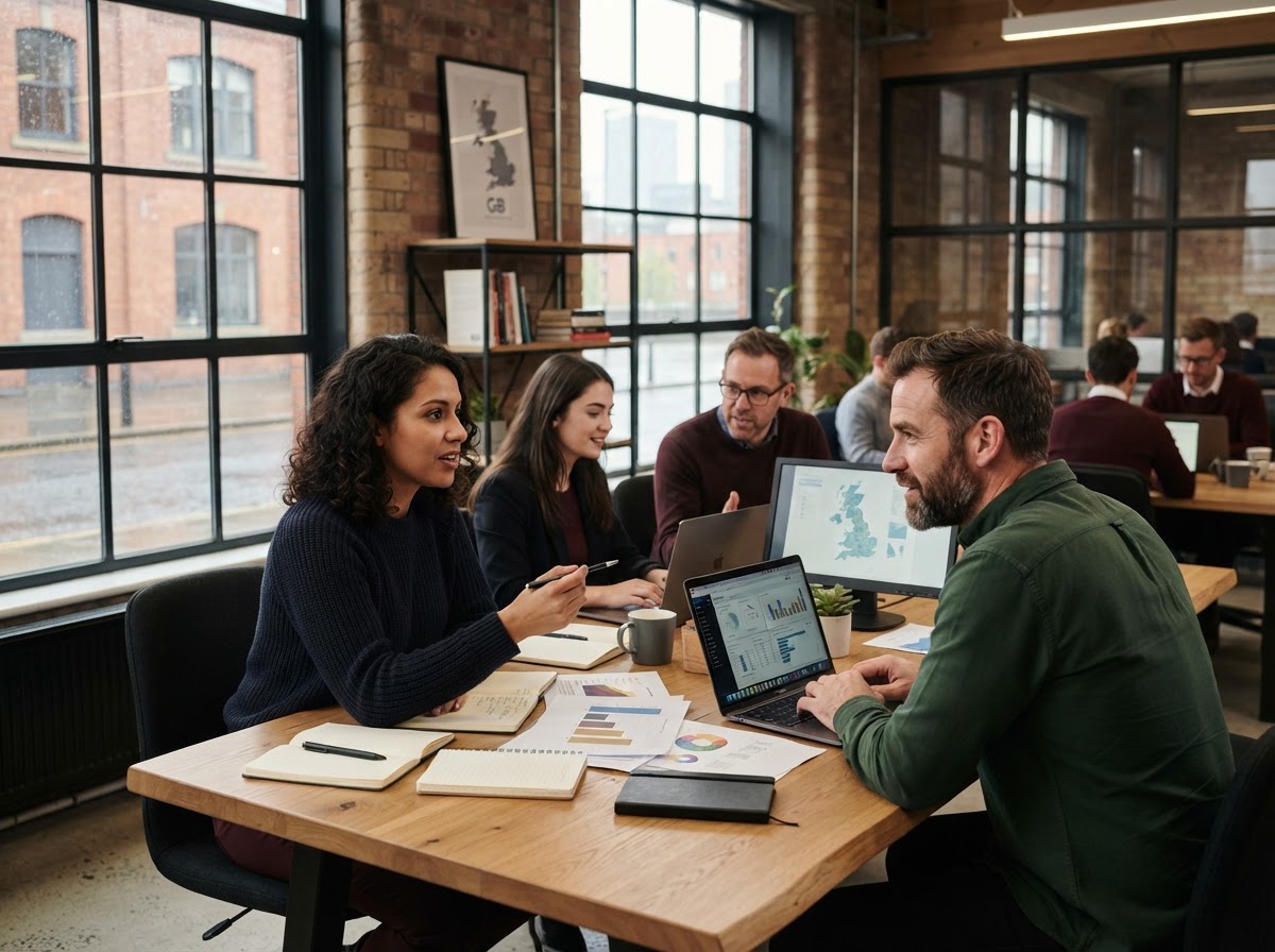 Evenjobb analysts reviewing backtested model output on screen